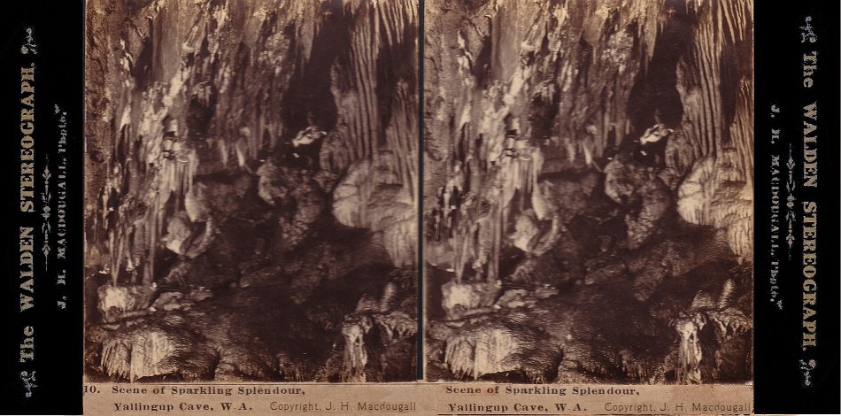Described as a "Scene of Sparkling Splendour", Yallingup Cave, WA. - JHA MacDougall's Stereographs