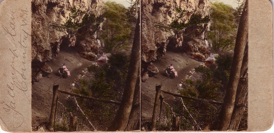 Another hand coloured stereograph of the karst near Caves House at Yallingup. - JHA MacDougall's Stereographs